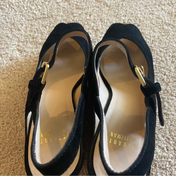 Stuart Weitzman Black Suede Turnover Platform Heel - Picture 10 of 14